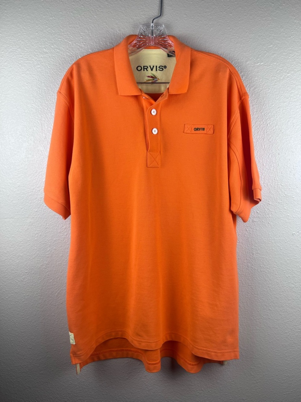 Orvis Men’s Large Orange Cotton Polo Shirt
